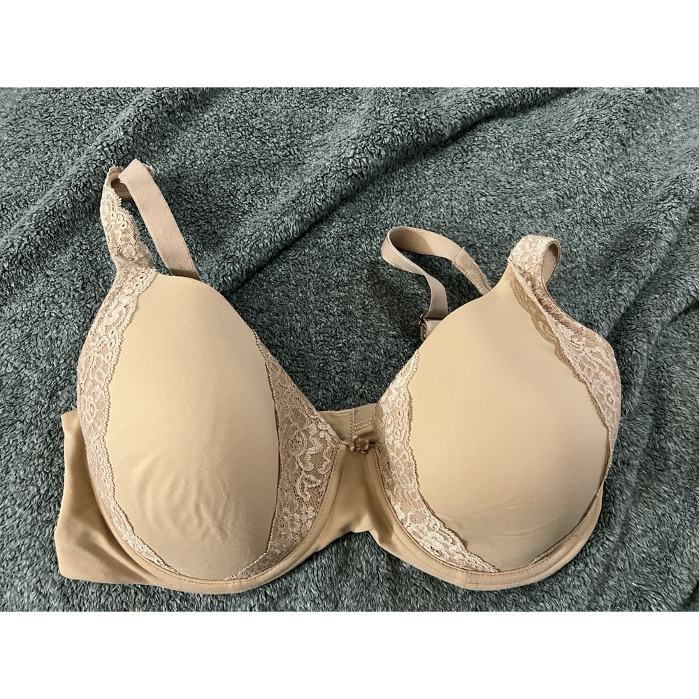 Soma Size 38DDD Embraceable Full Coverage Lace Trim T Shirt Bra Tan